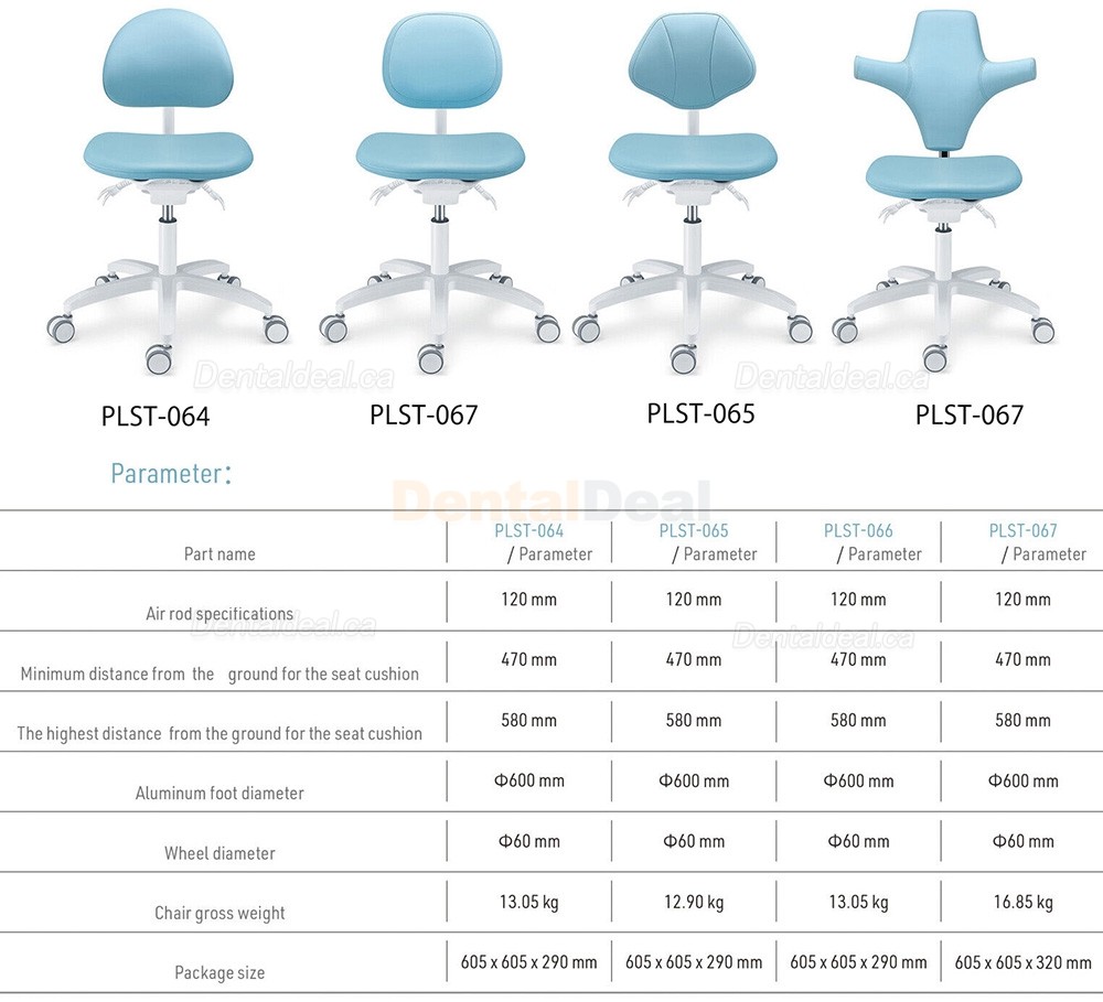 TYTC PLST-064-067 Dental Hygienist Chair Ergonomic Dentist Operator Stool with Backrest